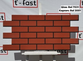 Мраморная термопанель &laquo;Шов Ral 7021, Кирпич Ral 3001&raquo;
